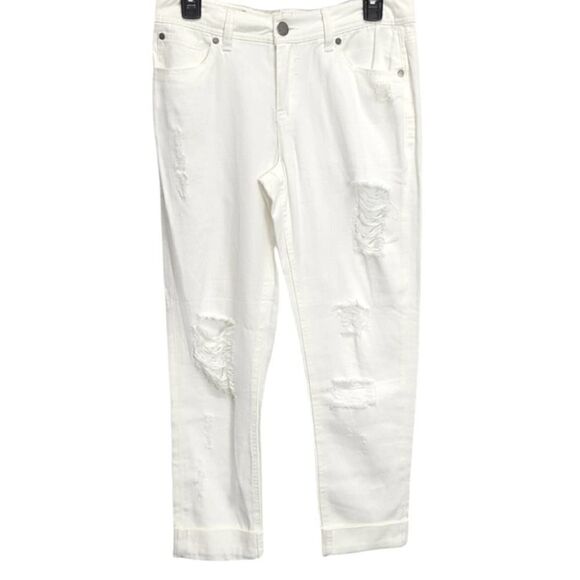 Elan Boyfriend DenimĀ Distressed White Ripped JeansāSizeāSmall - Picture 2 of 11